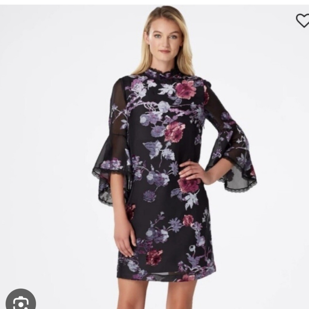 Tahari Black Dress with Floral Design - Picture 9 of 9